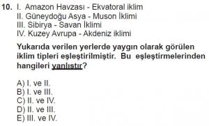 12.lar Sınıf Coğrafya Test 12 Soru-10