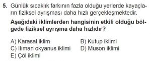 12.lar Sınıf Coğrafya Test 12 Soru-5