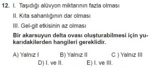 12.lar Sınıf Coğrafya Test 14 Soru-12