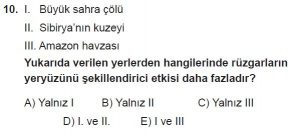 12.lar Sınıf Coğrafya Test 15 Soru-10