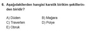 12.lar Sınıf Coğrafya Test 16 Soru-6