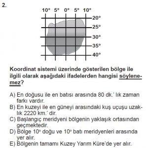 12.lar Sınıf Coğrafya Test 2 Soru-2