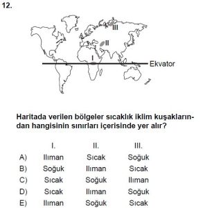 12.lar Sınıf Coğrafya Test 4 Soru-12