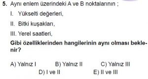 12.lar Sınıf Coğrafya Test 4 Soru-5
