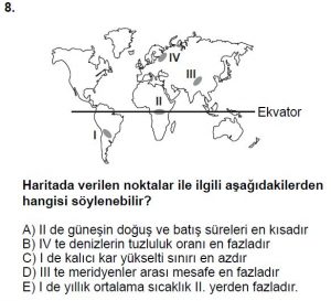 12.lar Sınıf Coğrafya Test 4 Soru-8