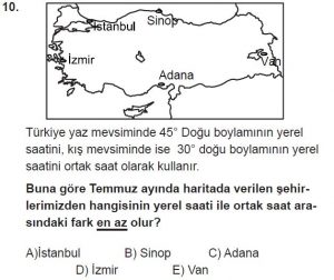 12.lar Sınıf Coğrafya Test 5 Soru-10