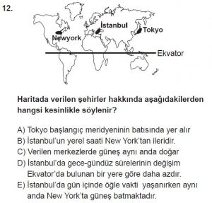12.lar Sınıf Coğrafya Test 5 Soru-12