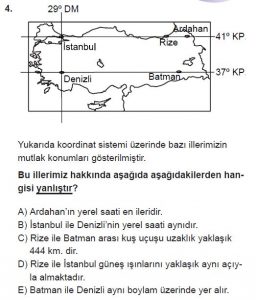 12.lar Sınıf Coğrafya Test 5 Soru-4