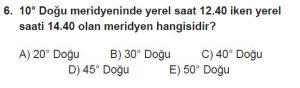 12.lar Sınıf Coğrafya Test 5 Soru-6