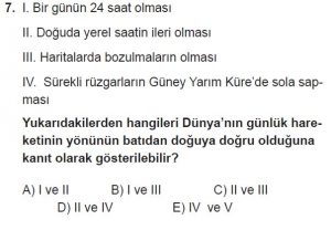 12.lar Sınıf Coğrafya Test 5 Soru-7