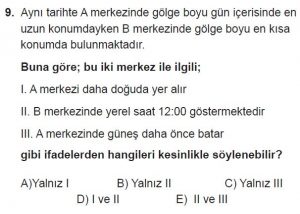 12.lar Sınıf Coğrafya Test 5 Soru-9