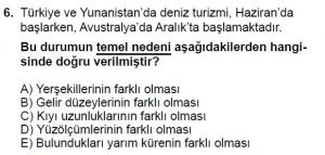12.lar Sınıf Coğrafya Test 7 Soru-6