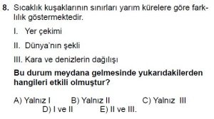 12.lar Sınıf Coğrafya Test 7 Soru-8