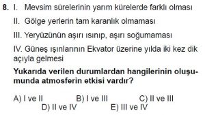 12.lar Sınıf Coğrafya Test 8 Soru-8