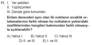 12.lar Sınıf Coğrafya Test 9 Soru-11