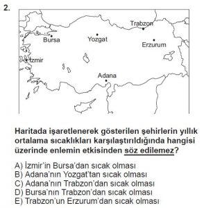 12.lar Sınıf Coğrafya Test 9 Soru-2