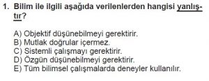 9. Sınıf Biyoloji Test 1 Soru-1