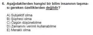 9. Sınıf Biyoloji Test 1 Soru-6