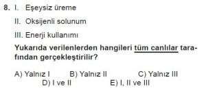 9. Sınıf Biyoloji Test 1 Soru-8