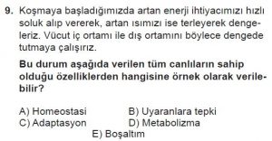9. Sınıf Biyoloji Test 1 Soru-9