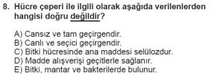 9. Sınıf Biyoloji Test 12 Soru-8