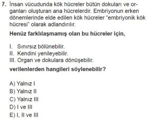 9. Sınıf Biyoloji Test 17 Soru-7