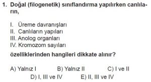 9. Sınıf Biyoloji Test 18 Soru-1