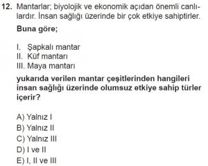 9. Sınıf Biyoloji Test 20 Soru-12