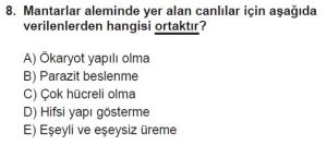 9. Sınıf Biyoloji Test 20 Soru-8