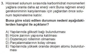 9. Sınıf Biyoloji Test 3 Soru-3