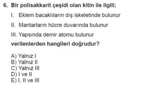 9. Sınıf Biyoloji Test 3 Soru-6