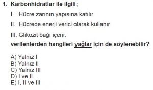 9. Sınıf Biyoloji Test 4 Soru-1