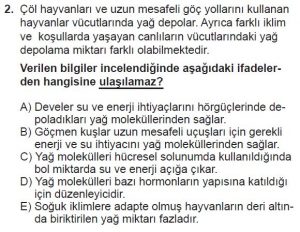 9. Sınıf Biyoloji Test 4 Soru-2