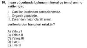 9. Sınıf Biyoloji Test 5 Soru-10