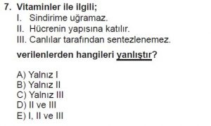 9. Sınıf Biyoloji Test 6 Soru-7