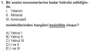 9. Sınıf Biyoloji Test 8 Soru-1