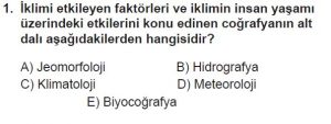 9. Sınıf Coğrafya Test 1 Soru-1