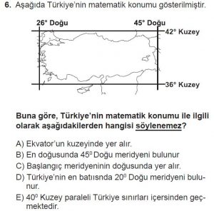 9. Sınıf Coğrafya Test 3 Soru-6