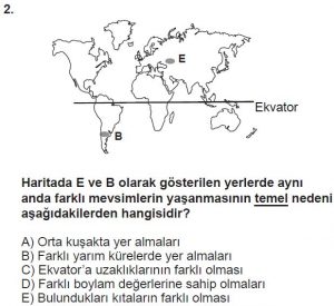 9. Sınıf Coğrafya Test 8 Soru-2