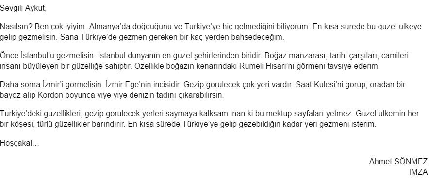 Aziz Türkiye’m 10. Etkinlik Cevabı