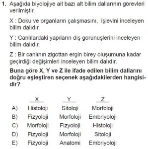 Mezun Biyoloji A Test 1 Soru-1