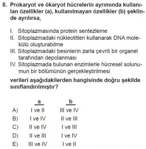 Mezun Biyoloji A Test 18 Soru-8