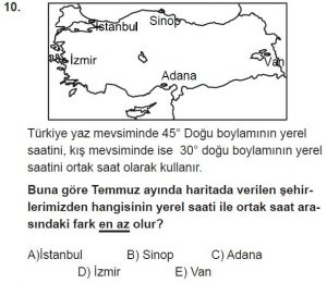Mezun Coğrafya Test 5 Soru-10