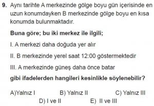 Mezun Coğrafya Test 5 Soru-9