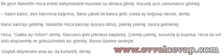 Özgün Yayınları Nasrettin Hoca 1. Etkinlik Cevabı