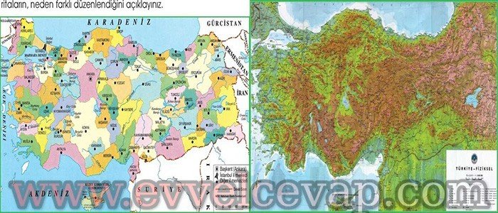 Ülkem’in Renkli Haritası 1. Sorunun Cevabı