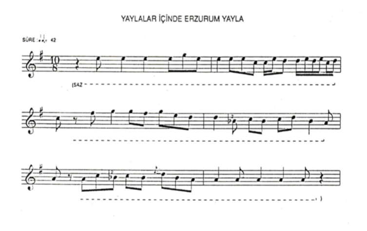 Nezif'in Ağıtı Türküsü Notaları
