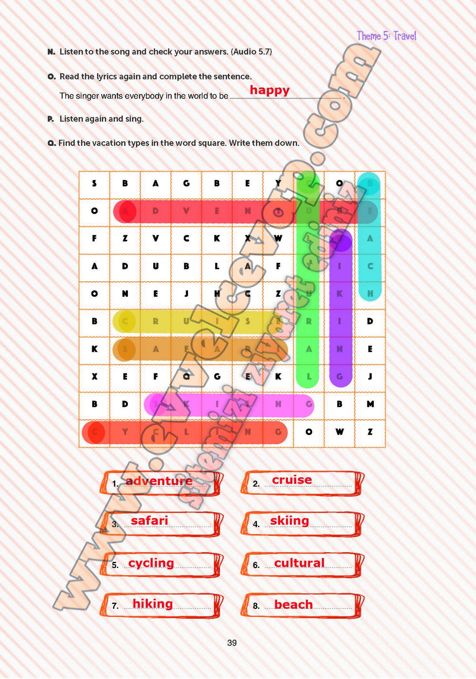 10 sinif gizem yayincilik ingilizce ogrenci calisma kitabi sayfa 39 cevabi