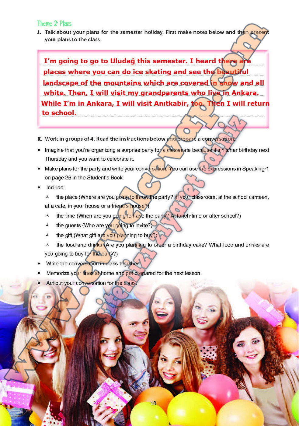 10 sinif gizem yayincilik ingilizce ogrenci calisma kitabi sayfa 18 cevabi