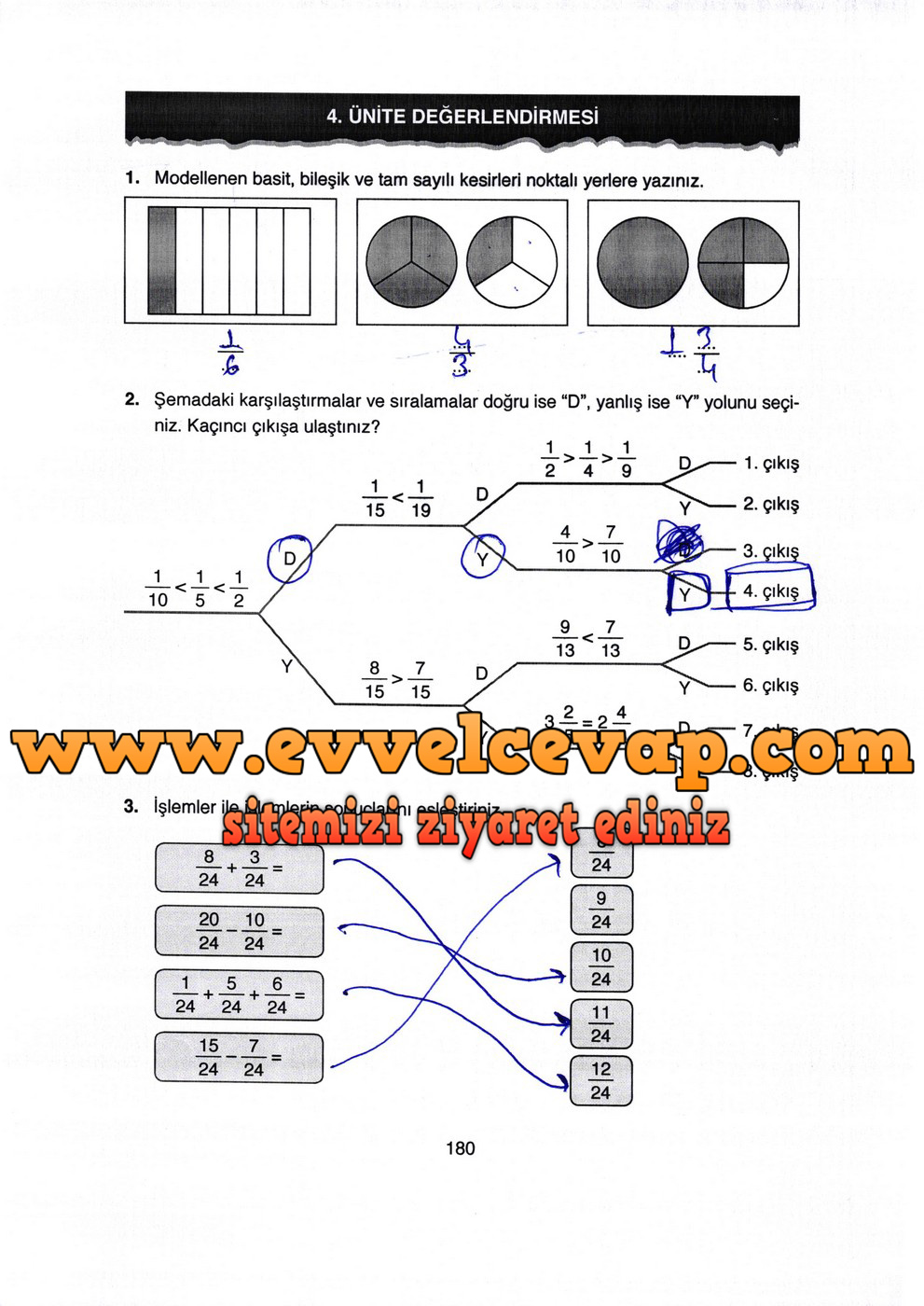 4. Sınıf Ata Yayıncılık Matematik Ders Kitabı Sayfa 180 Cevabı